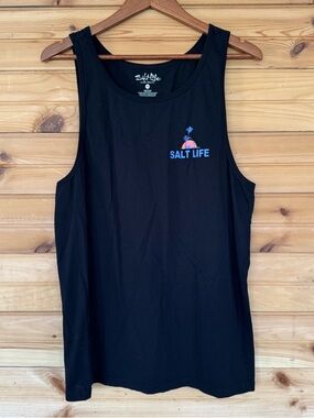 SALT LIFE | High Tides Salty Vibes Men’s Black Tank Top Large